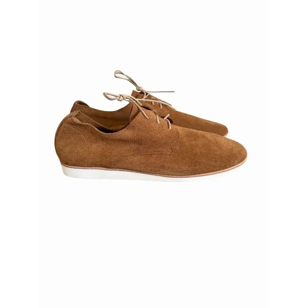 NISOLO Mens Tan Suede Lightweight Derby Shoes Lace Up Casual Dress Shoes Size 9